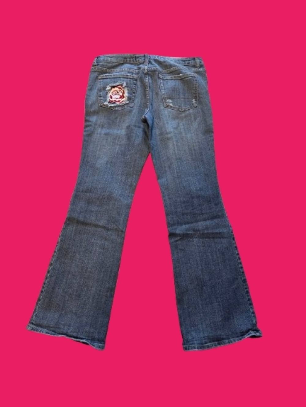 Y2K Flared Blue Jeans with Back Pocket Embroidery Size 11/12